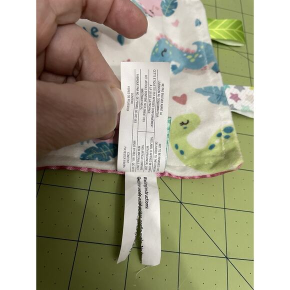 Mary Meyer Taggies Dinosaur Lovey Security Blanket Pink Blue Satan Back - Picture 10 of 12